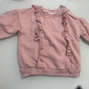 Pink Ruffle sweater toddler girls 2t winter oversized snaps sweatshirt